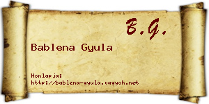 Bablena Gyula névjegykártya